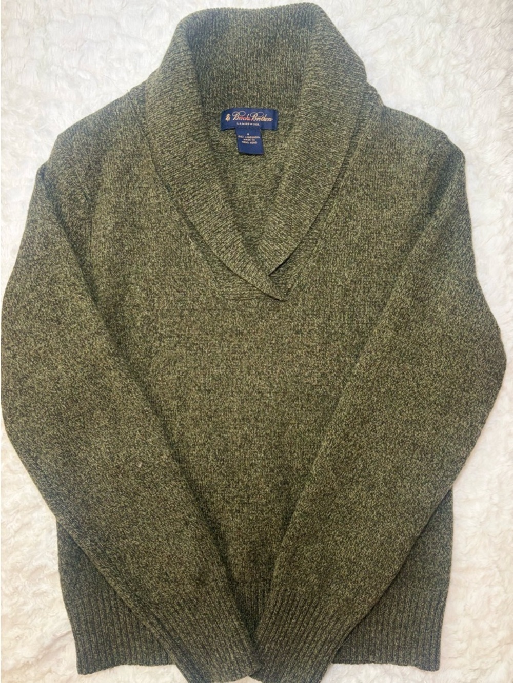 Brooks Womens V-Neck Sweater - Olive Green 100% lambswool!!